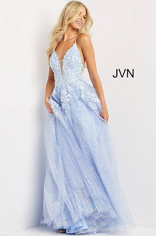 JVN07252 Periwinkle Prom Dress Floral ...